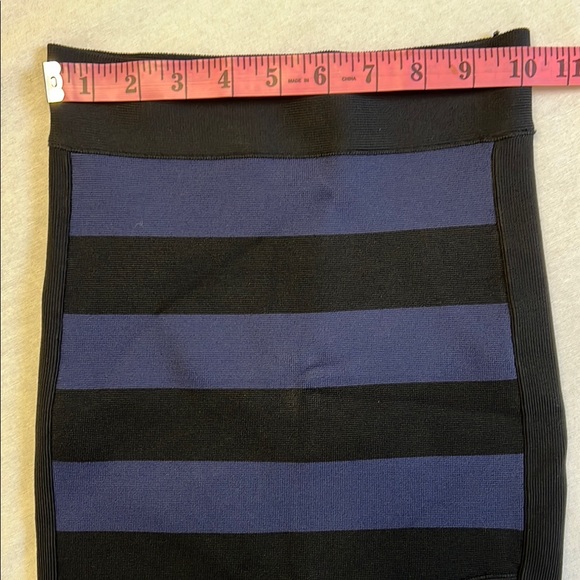 NEW BCBGMaxAzria ALINA Navy Blue Black Striped Hourglass Bandage Mini Skirt XXS - Picture 9 of 12